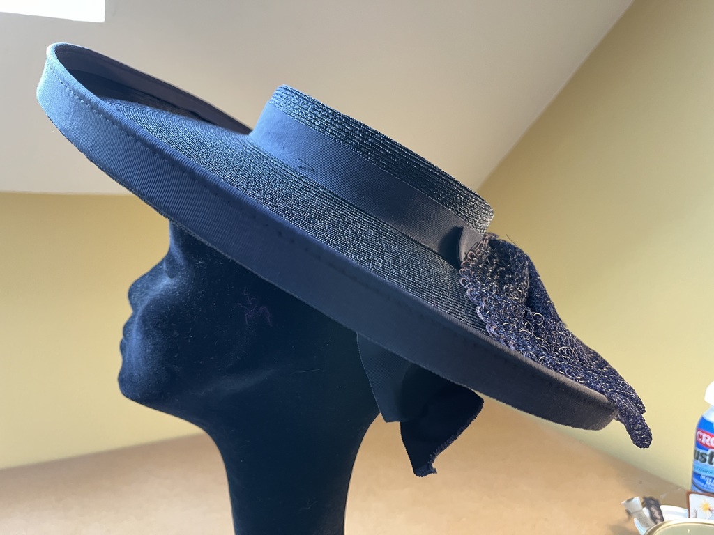 Black Poly Broad Brim Bow